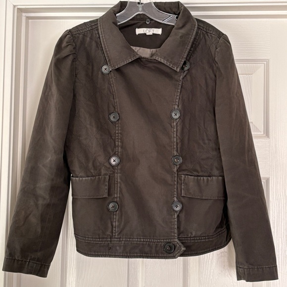 LOFT double-breasted utility jacket w/ notched lapel, M - Picture 2 of 7